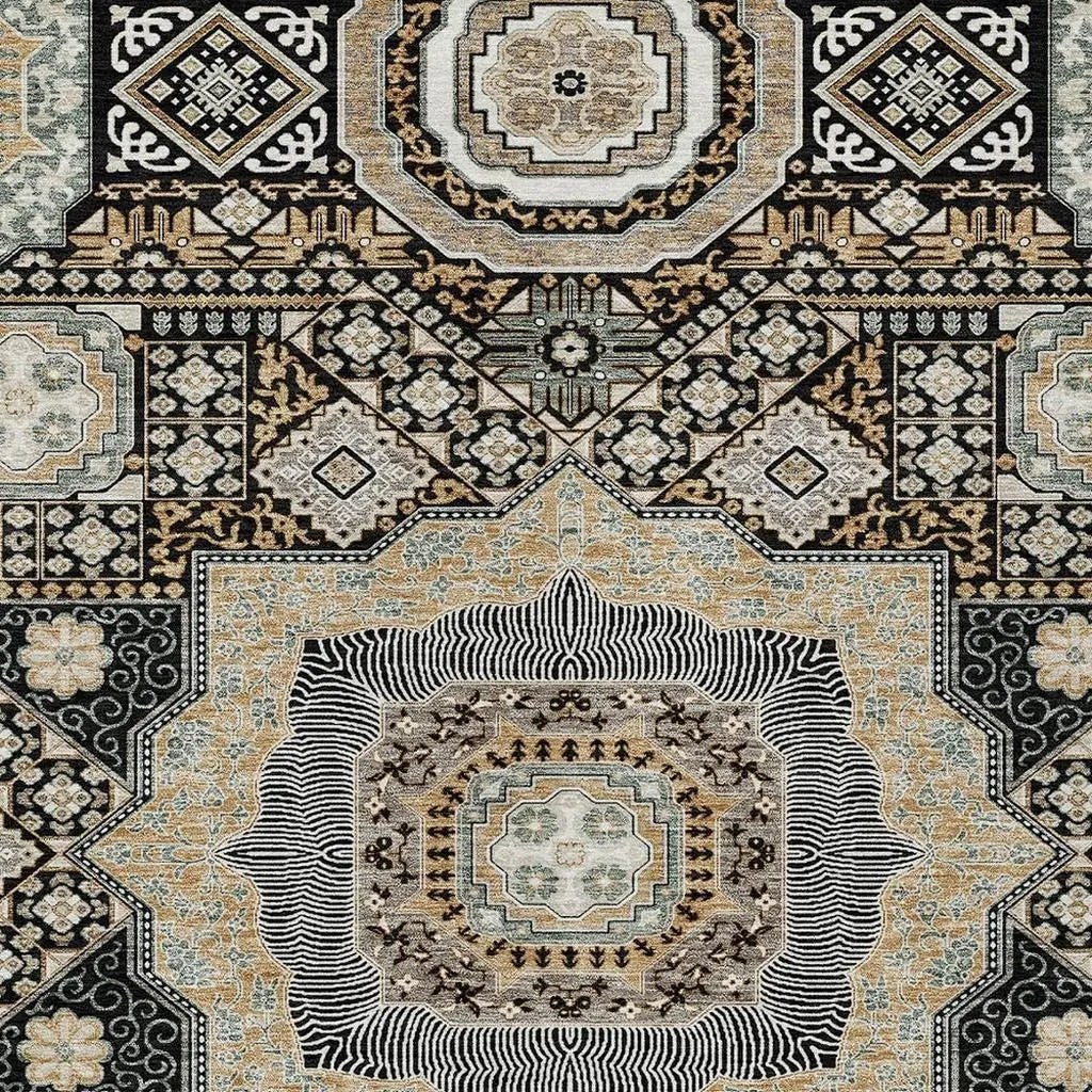 8' X 10' Black And Ivory Oriental Washable Indoor Outdoor Area Rug Homeroots Outdoor