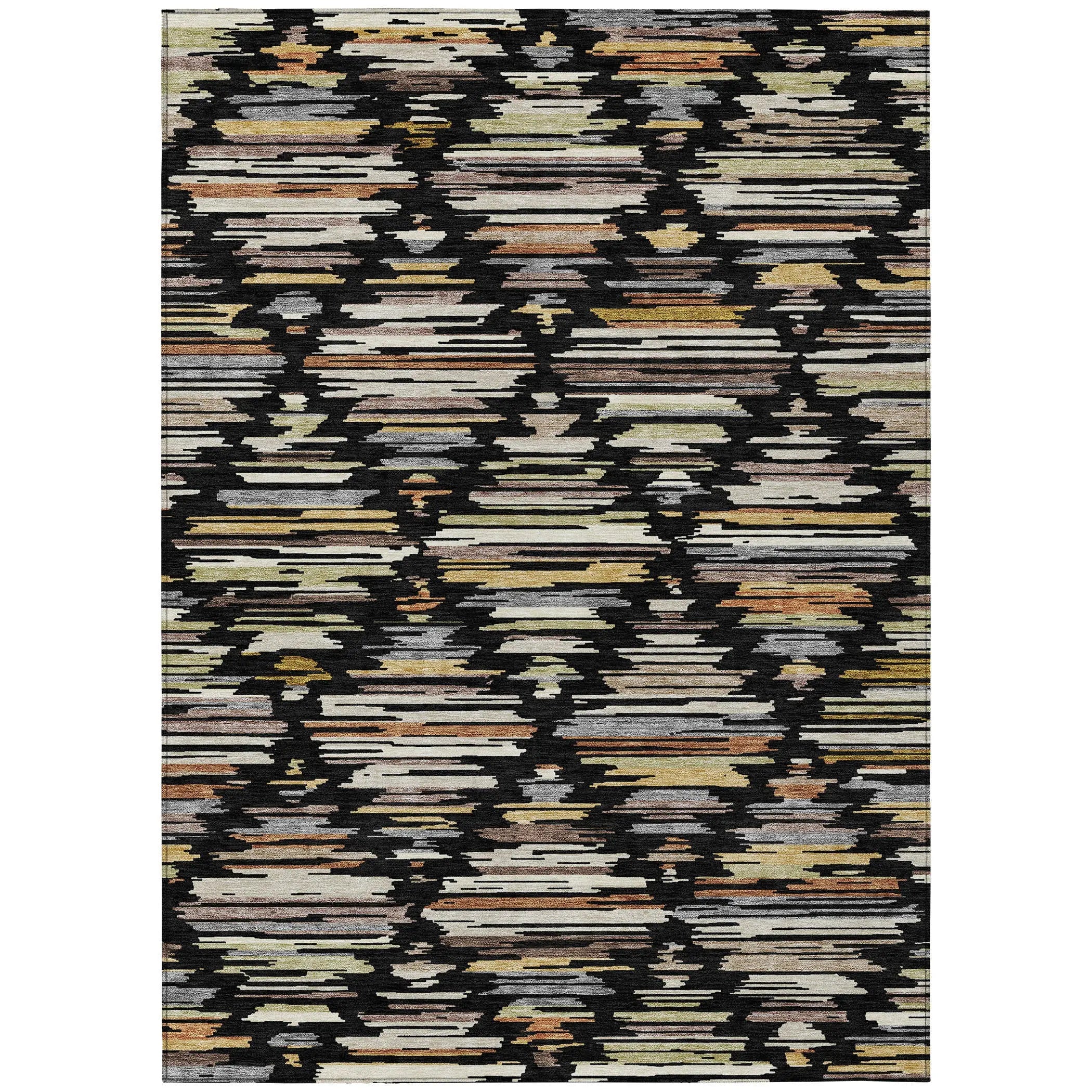 8' X 10' Black And Ivory Southwestern Washable Indoor Outdoor Area Rug Homeroots Outdoor