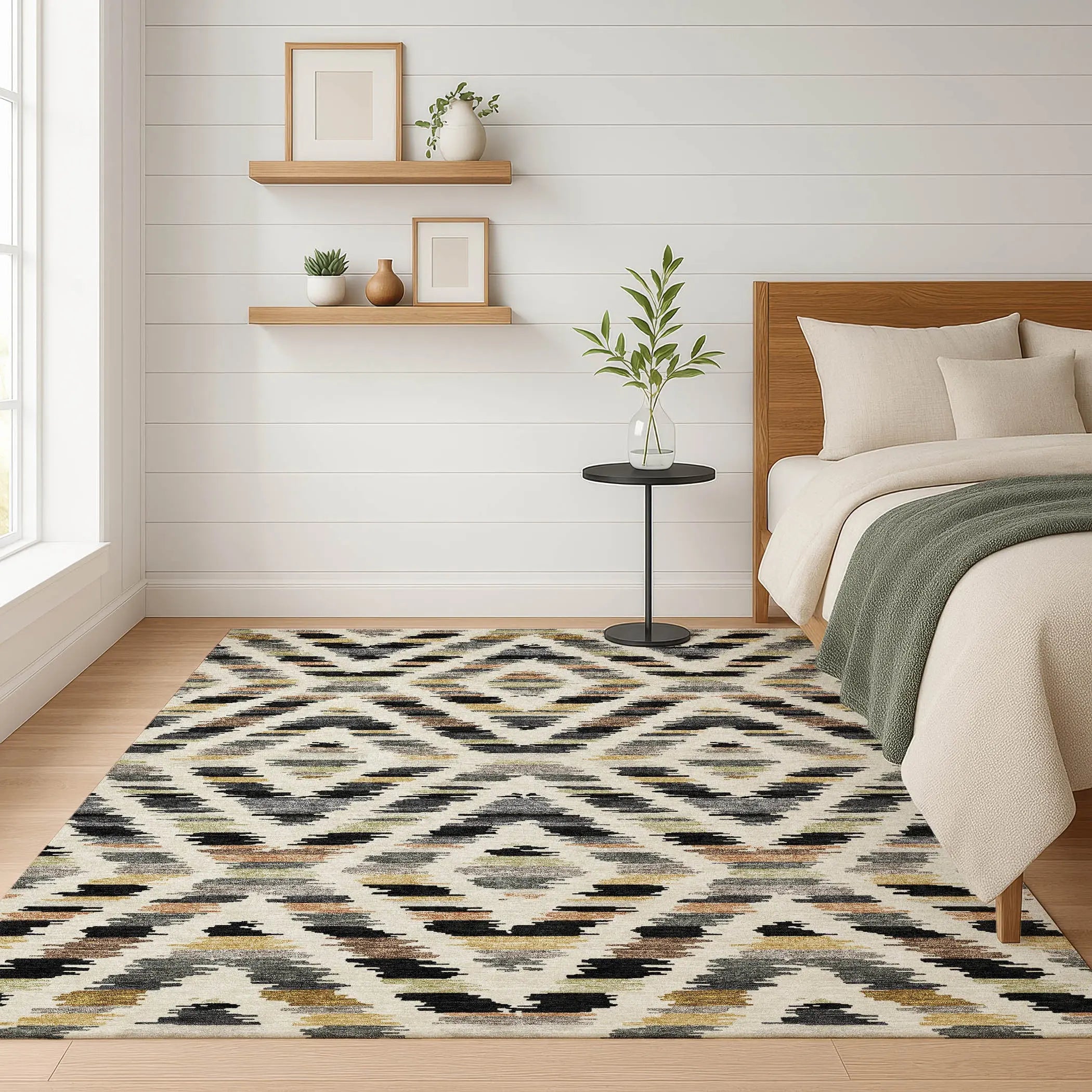 8' X 10' Black And Ivory Tribal Washable Indoor Outdoor Area Rug Homeroots Outdoor