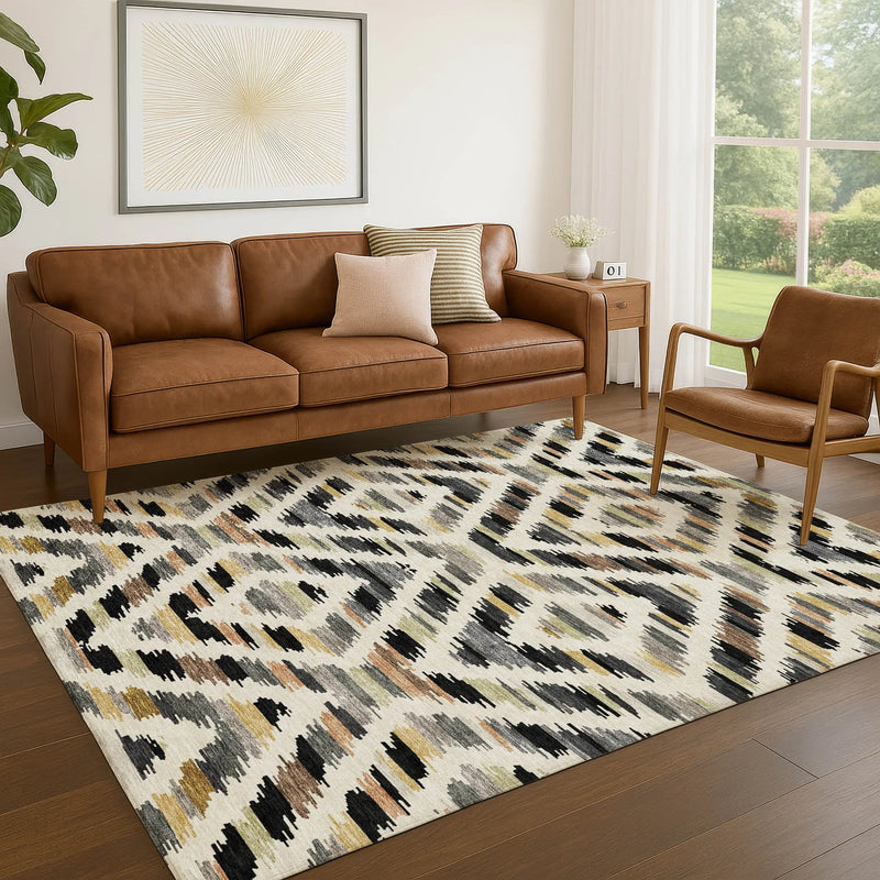 8' X 10' Black And Ivory Tribal Washable Indoor Outdoor Area Rug Homeroots Outdoor