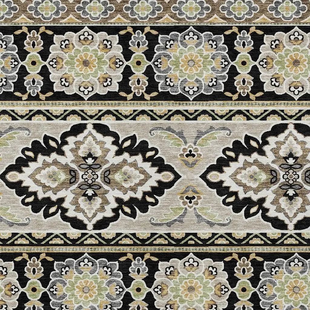 8' X 10' Black And Ivory Tribal Washable Indoor Outdoor Area Rug Homeroots Outdoor