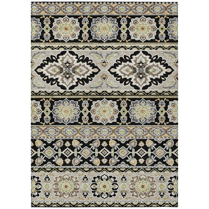 8' X 10' Black And Ivory Tribal Washable Indoor Outdoor Area Rug Homeroots Outdoor