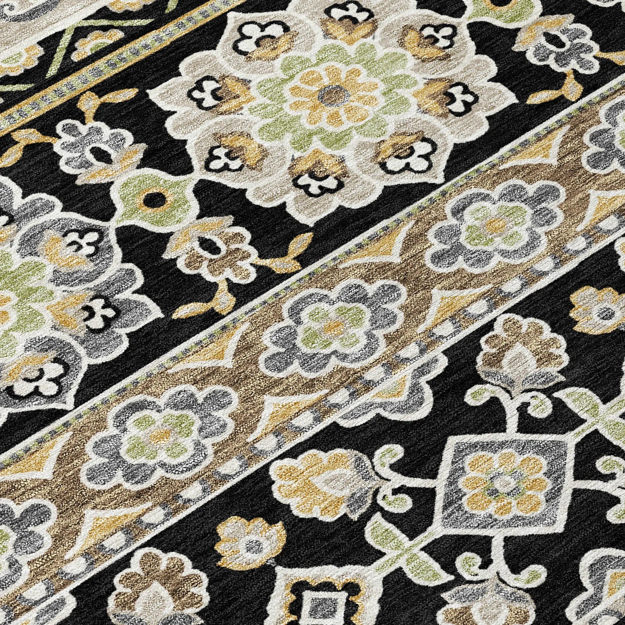 8' X 10' Black And Ivory Tribal Washable Indoor Outdoor Area Rug Homeroots Outdoor