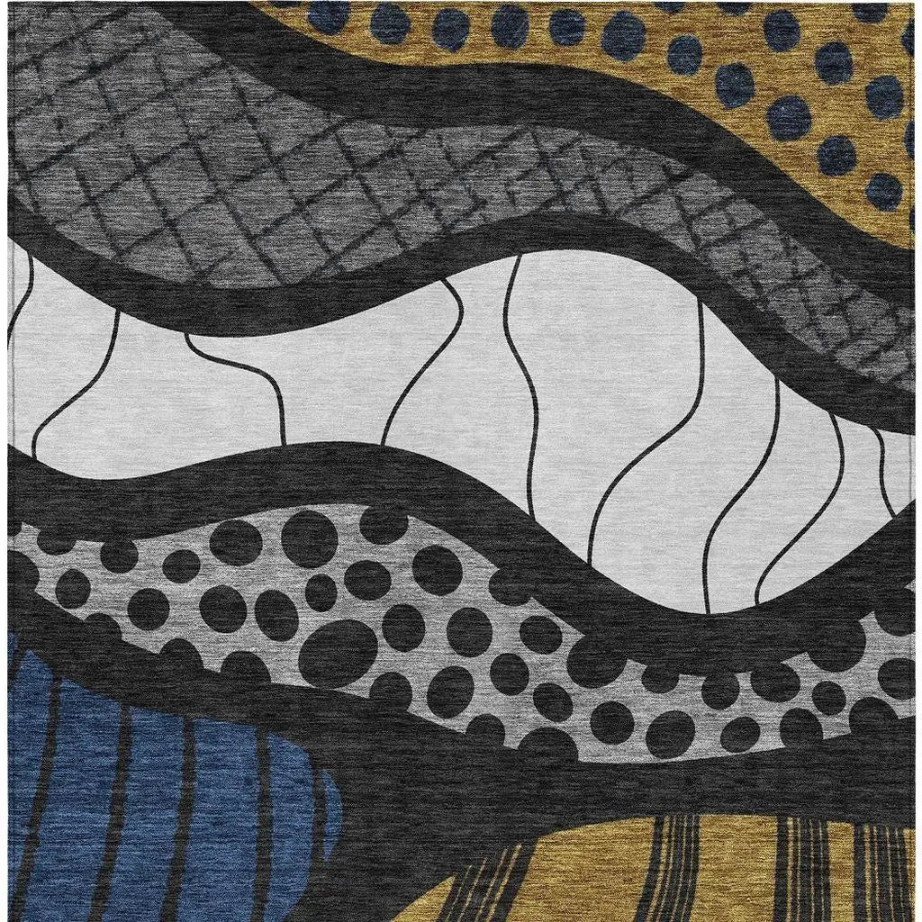 8' X 10' Black And Khaki Abstract Washable Indoor Outdoor Area Rug Homeroots Outdoor