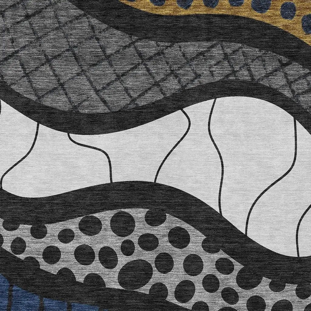 8' X 10' Black And Khaki Abstract Washable Indoor Outdoor Area Rug Homeroots Outdoor