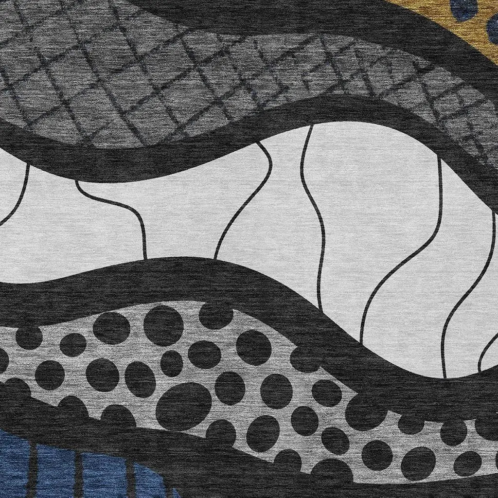8' X 10' Black And Khaki Abstract Washable Indoor Outdoor Area Rug Homeroots Outdoor