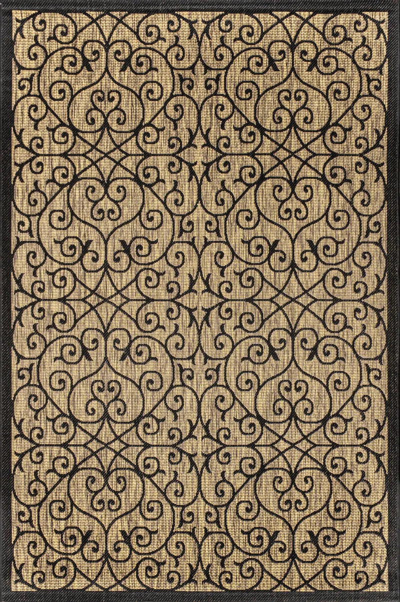 8' X 10' Black And Khaki Geometric Indoor Outdoor Area Rug Homeroots Outdoor