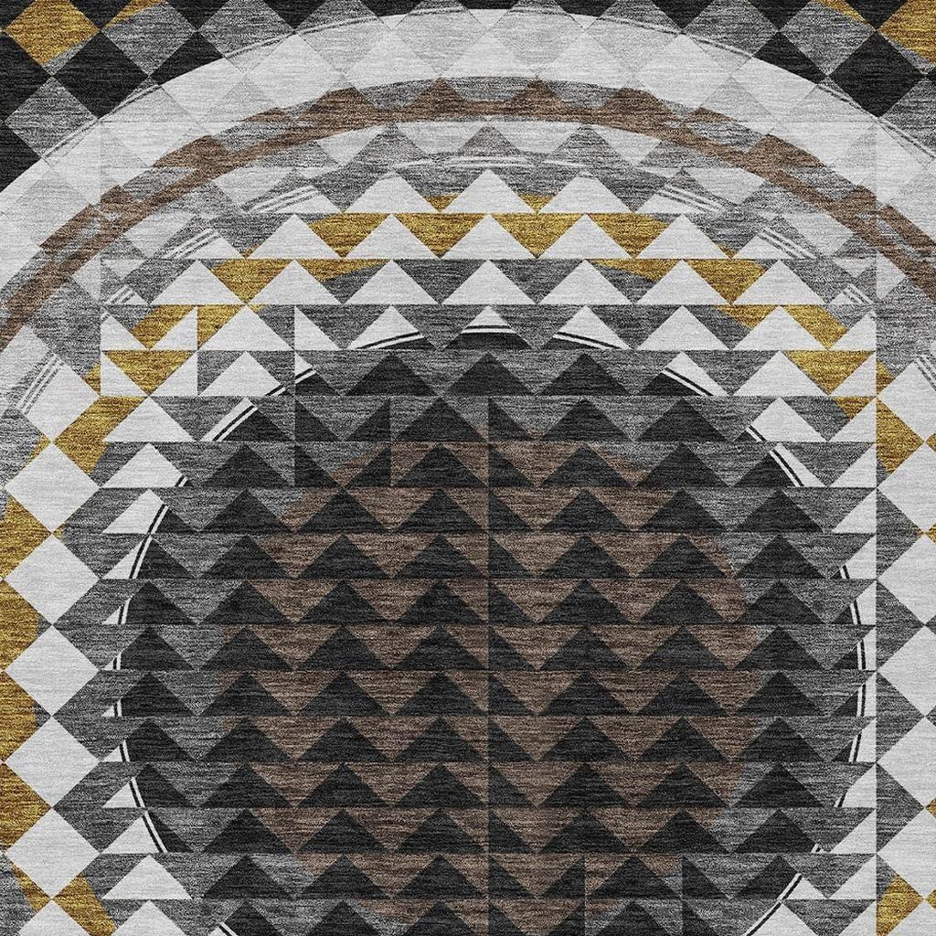 8' X 10' Black And Linen Geometric Washable Indoor Outdoor Area Rug Homeroots Outdoor