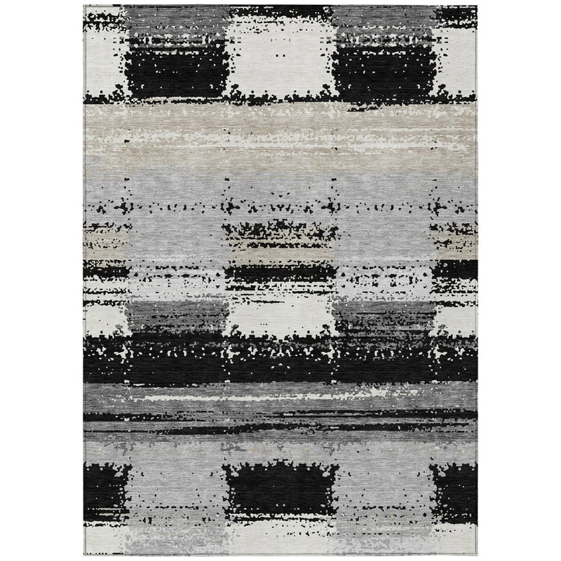 8' X 10' Black And Pewter Geometric Washable Indoor Outdoor Area Rug Homeroots Outdoor