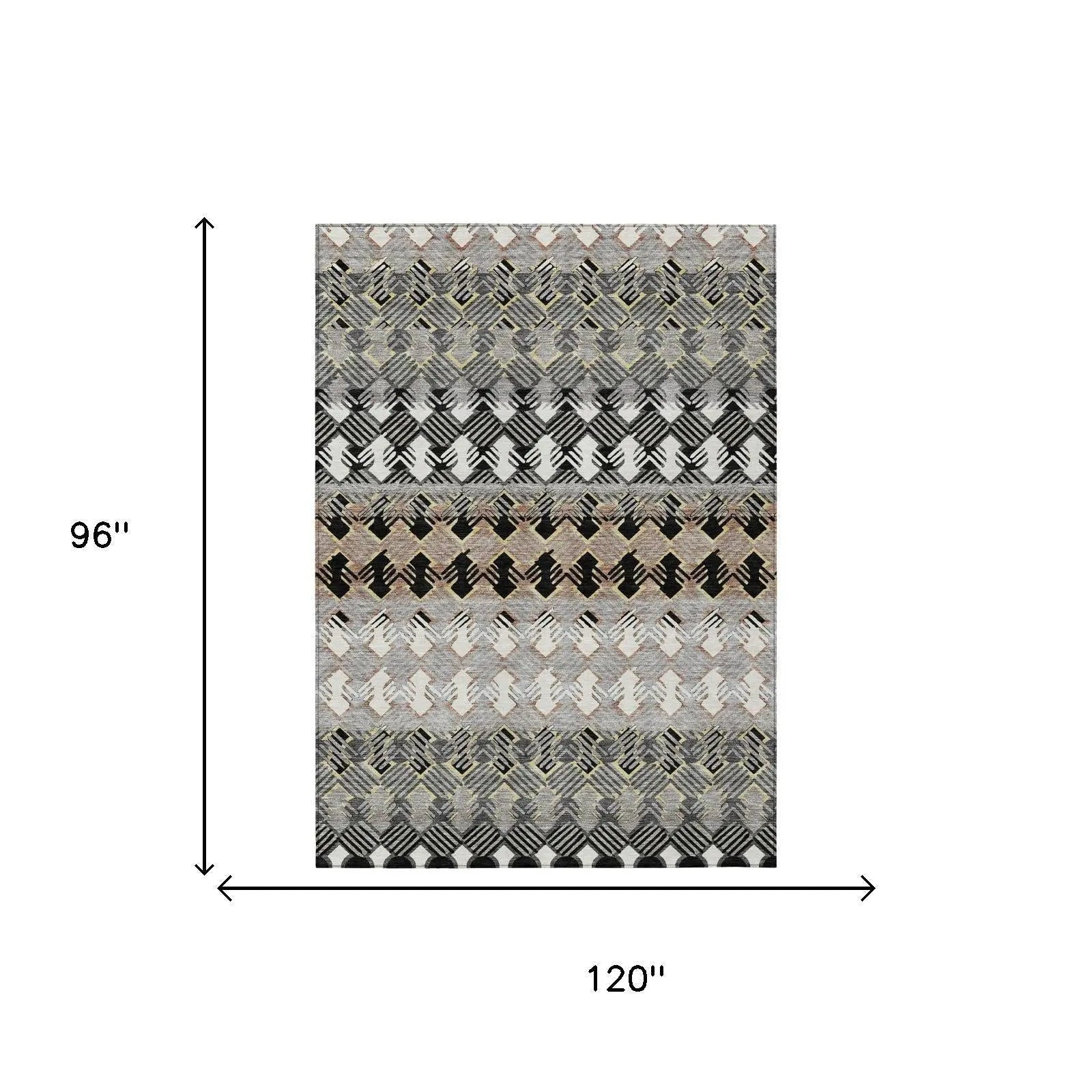 8' X 10' Black And Pewter Striped Washable Indoor Outdoor Area Rug Homeroots Outdoor