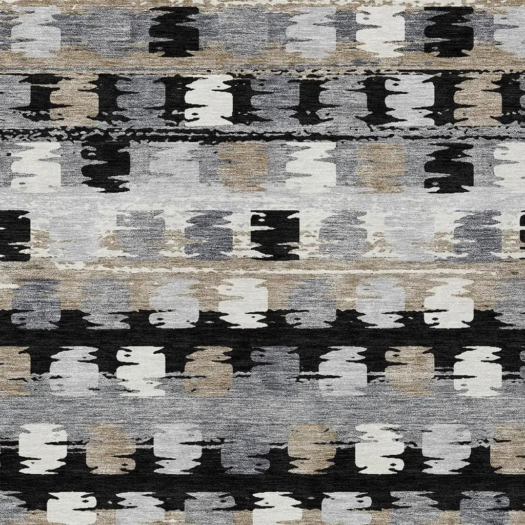 8' X 10' Black And Purple Abstract Washable Indoor Outdoor Area Rug Homeroots Outdoor