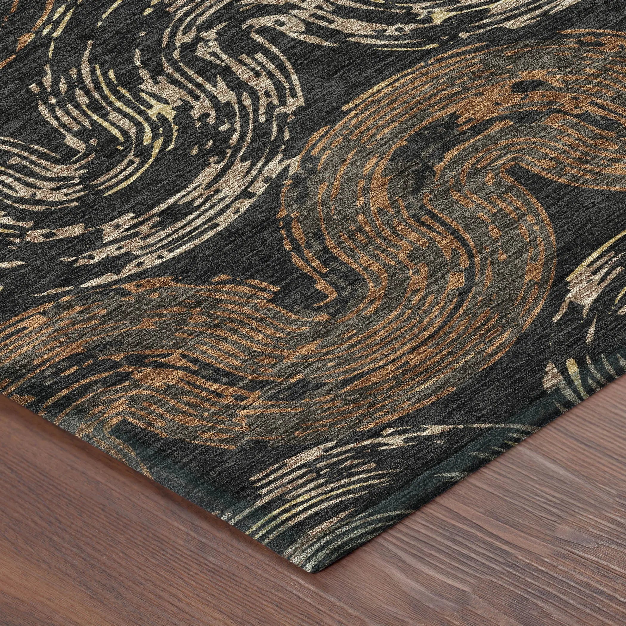 8' X 10' Black And Rust Abstract Washable Indoor Outdoor Area Rug Homeroots Outdoor