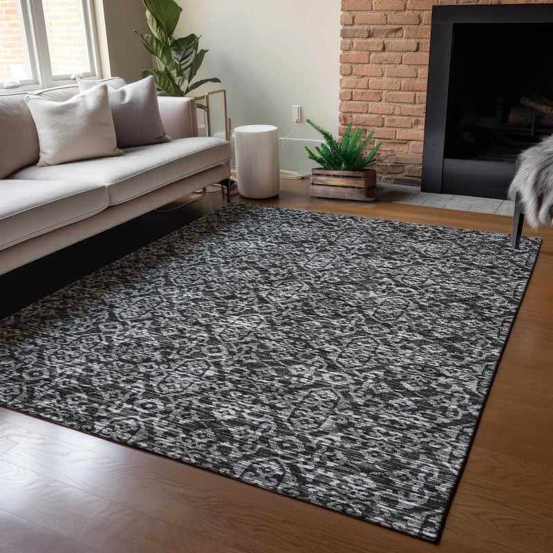 8' X 10' Black And Saffron Oriental Washable Indoor Outdoor Area Rug Homeroots Outdoor