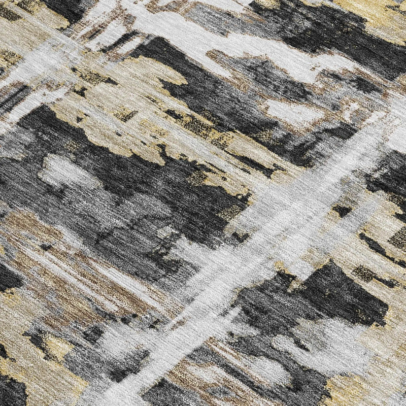 8' X 10' Black And Silver Abstract Washable Indoor Outdoor Area Rug Homeroots Outdoor