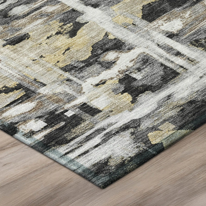 8' X 10' Black And Silver Abstract Washable Indoor Outdoor Area Rug Homeroots Outdoor