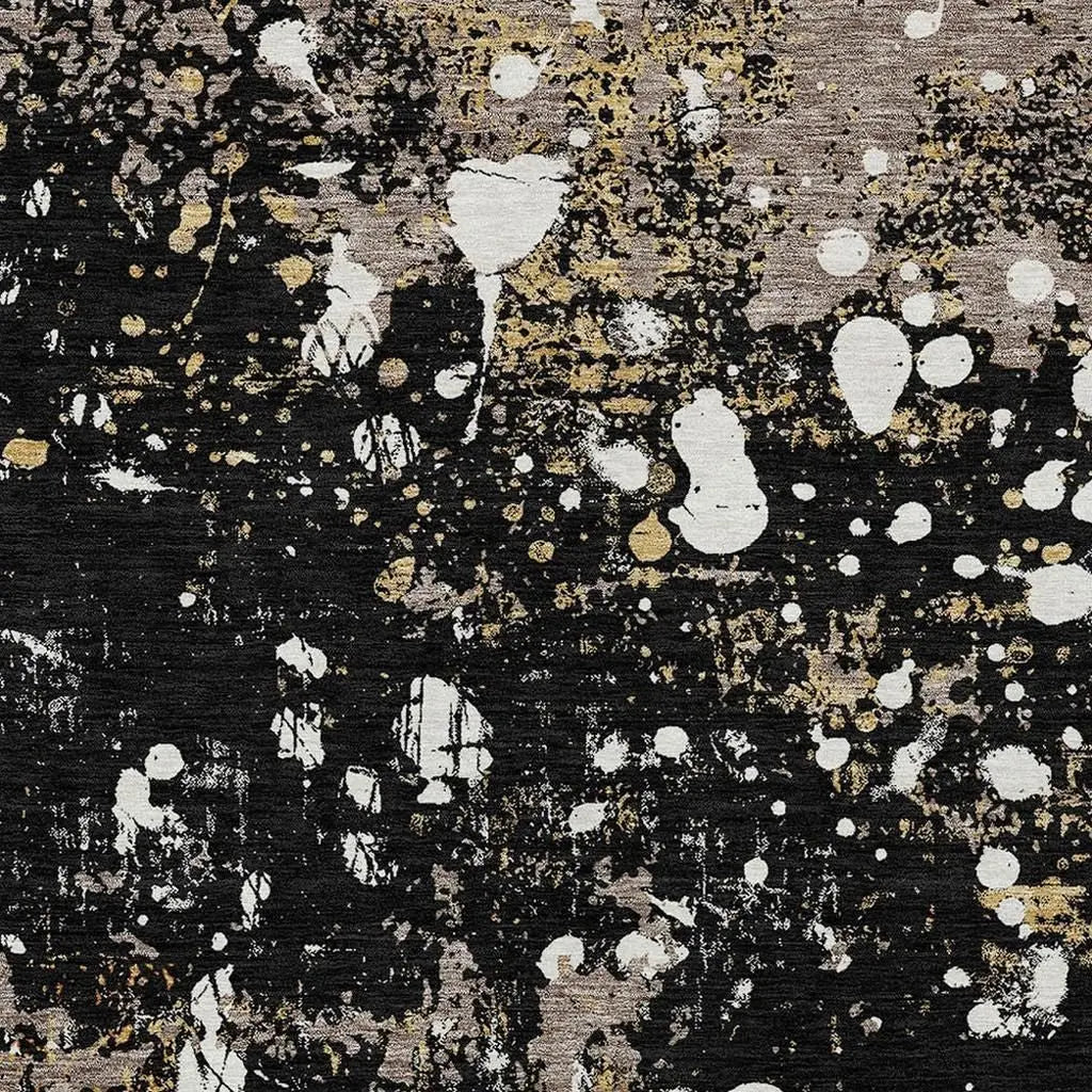 8' X 10' Black And Silver Abstract Washable Indoor Outdoor Area Rug Homeroots Outdoor