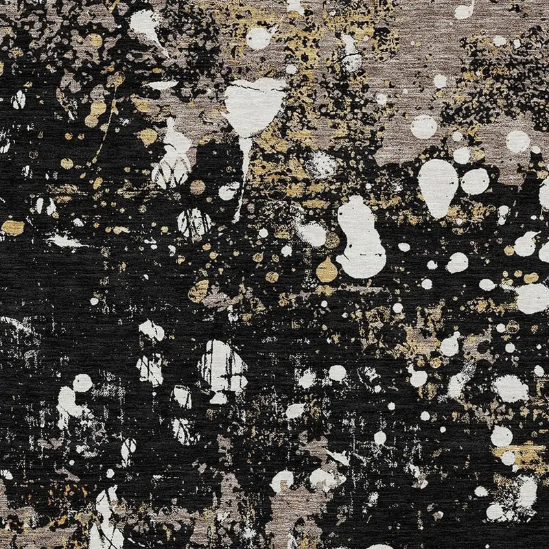 8' X 10' Black And Silver Abstract Washable Indoor Outdoor Area Rug Homeroots Outdoor