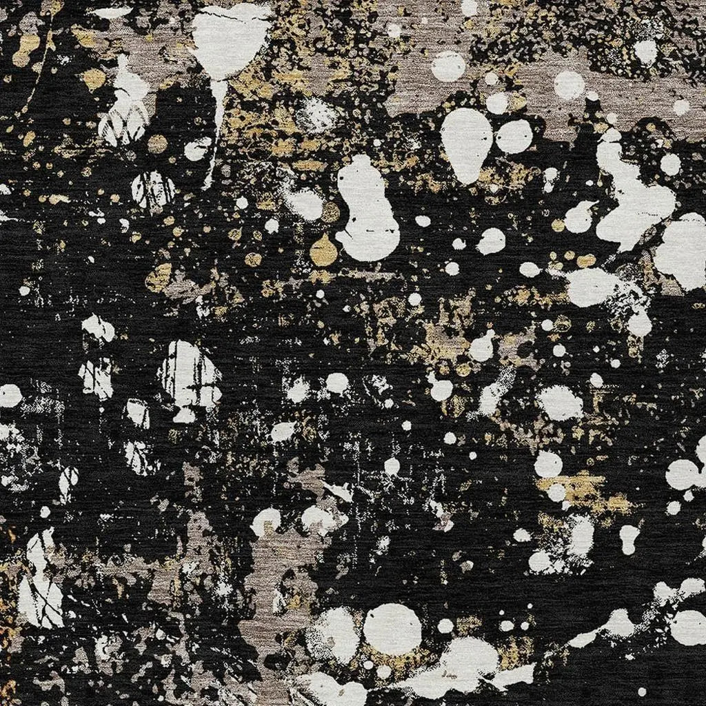 8' X 10' Black And Silver Abstract Washable Indoor Outdoor Area Rug Homeroots Outdoor