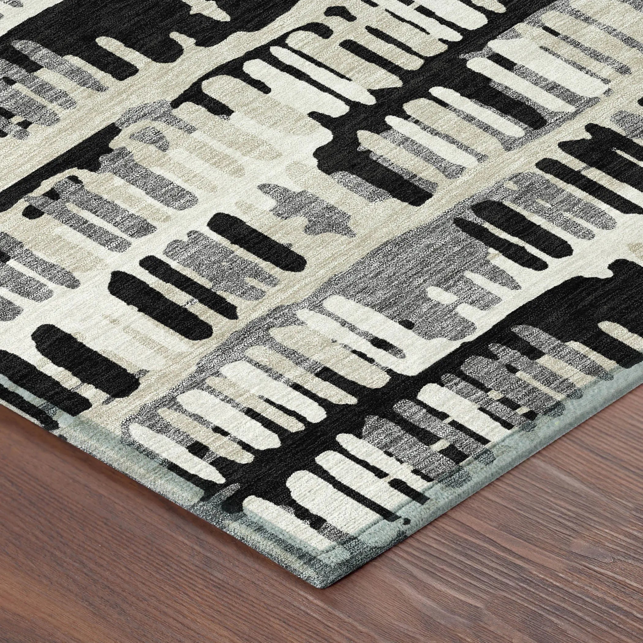 8' X 10' Black And Taupe Abstract Washable Indoor Outdoor Area Rug Homeroots Outdoor
