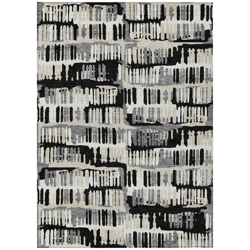 8' X 10' Black And Taupe Abstract Washable Indoor Outdoor Area Rug Homeroots Outdoor