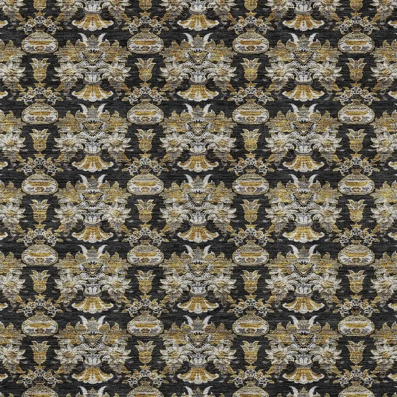 8' X 10' Black And Wheat Floral Washable Indoor Outdoor Area Rug Homeroots Outdoor