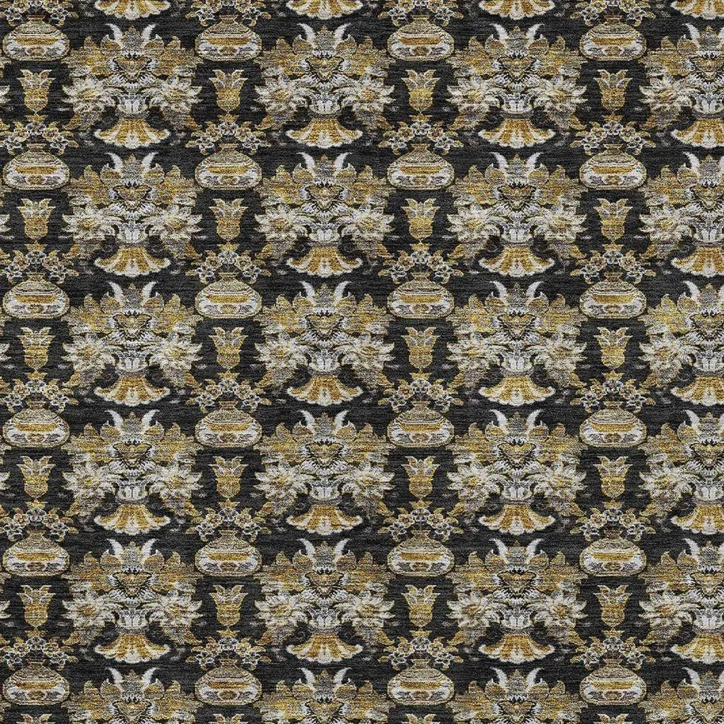 8' X 10' Black And Wheat Floral Washable Indoor Outdoor Area Rug Homeroots Outdoor