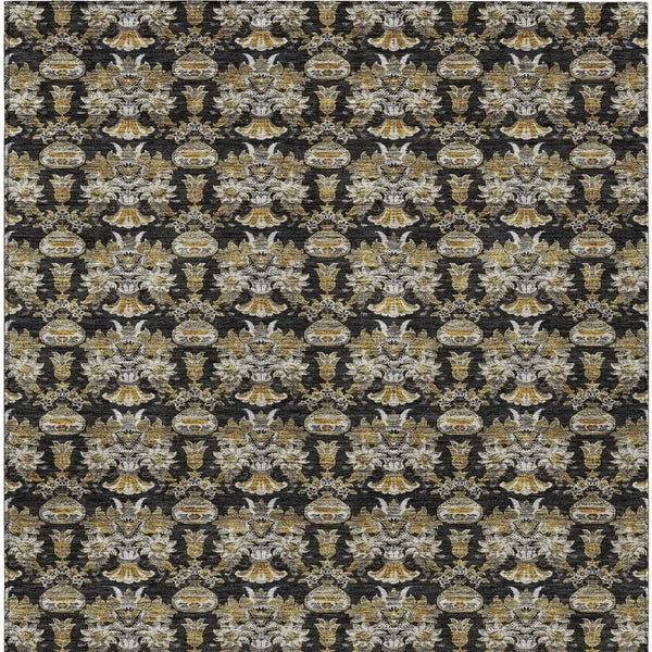 8' X 10' Black And Wheat Floral Washable Indoor Outdoor Area Rug Homeroots Outdoor