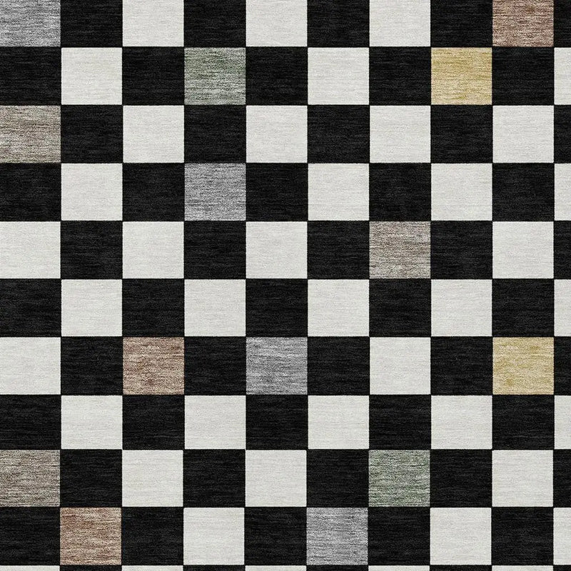 8' X 10' Black And Yellow Geometric Washable Indoor Outdoor Area Rug Homeroots Outdoor