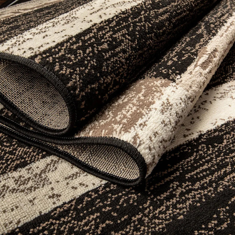 8' X 10' Black Brown And Beige Patchwork Area Rug Homeroots Home Decor