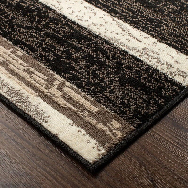 8' X 10' Black Brown And Beige Patchwork Area Rug Homeroots Home Decor