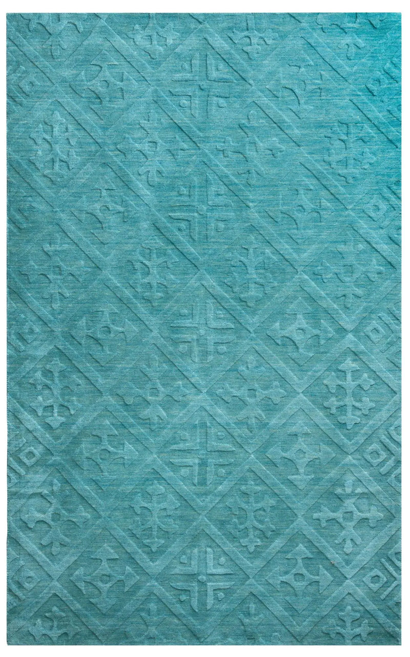8' X 10' Blue And Aqua Wool Geometric Hand Tufted Area Rug Homeroots Home Decor