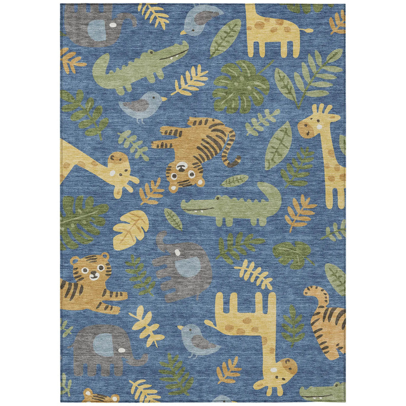 8' X 10' Blue And Beige Abstract Washable Indoor Outdoor Area Rug Homeroots Outdoor