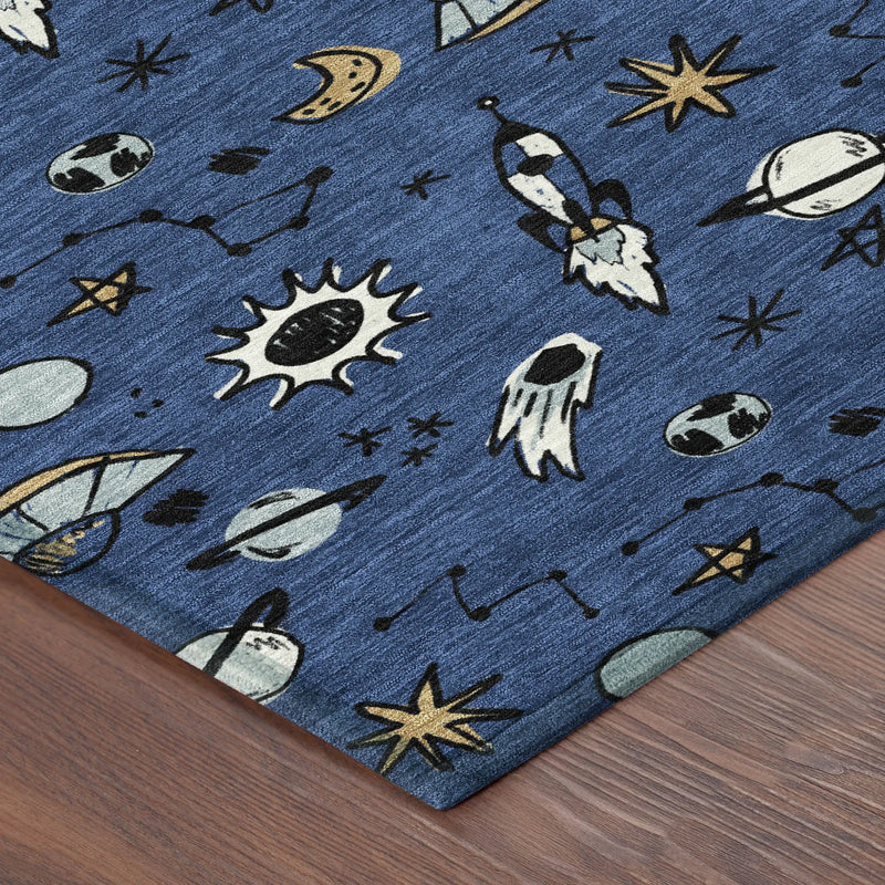8' X 10' Blue And Black Animal Print Washable Indoor Outdoor Area Rug Homeroots Outdoor