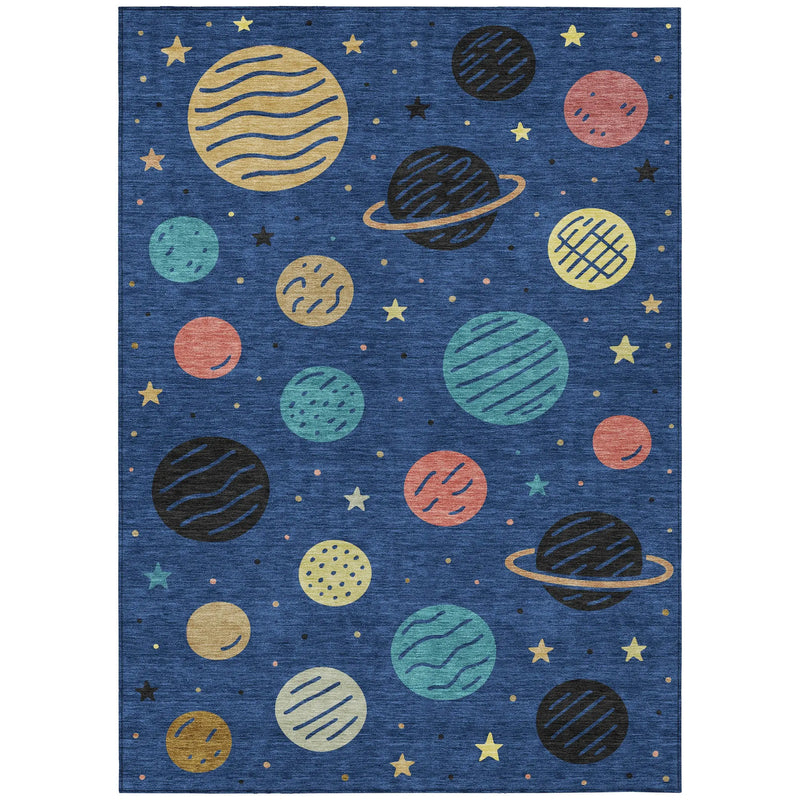 8' X 10' Blue And Black Floral Washable Indoor Outdoor Area Rug Homeroots Outdoor