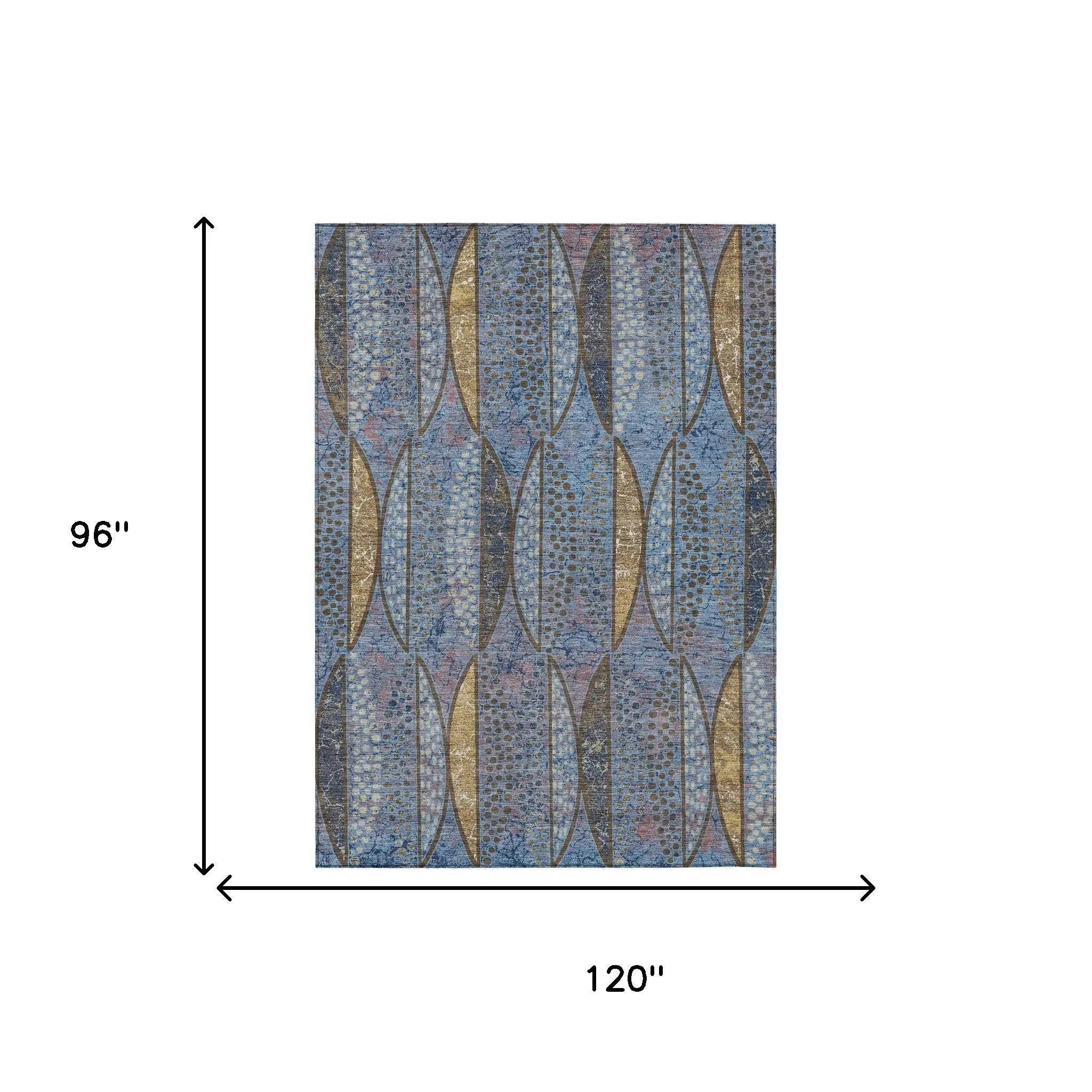 8' X 10' Blue And Brown Geometric Washable Indoor Outdoor Area Rug Homeroots Outdoor