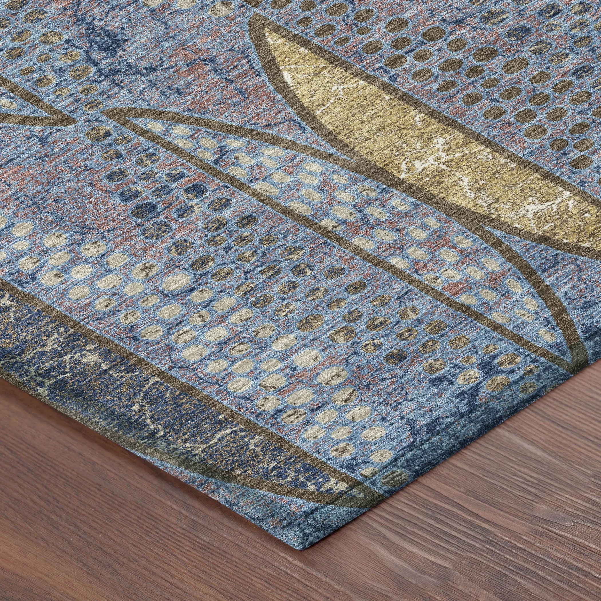 8' X 10' Blue And Brown Geometric Washable Indoor Outdoor Area Rug Homeroots Outdoor