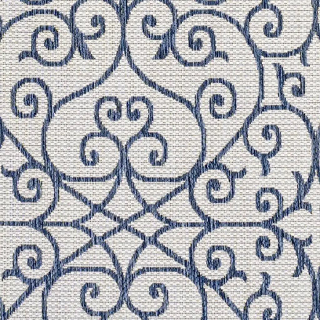 8' X 10' Blue And Cream Geometric Indoor Outdoor Area Rug Homeroots Outdoor