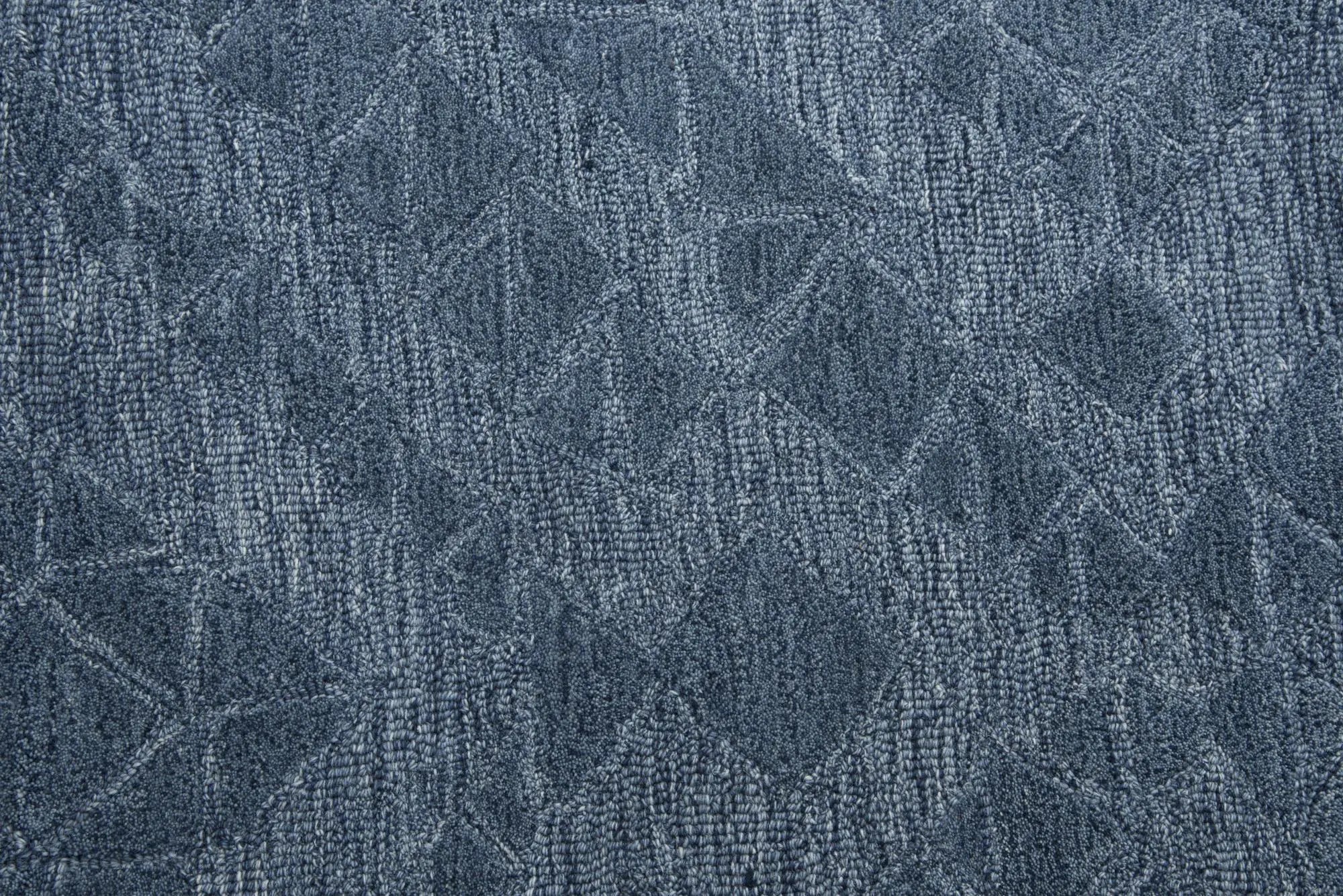 8' X 10' Blue And Dark Blue Wool Geometric Hand Tufted Area Rug Homeroots Home Decor