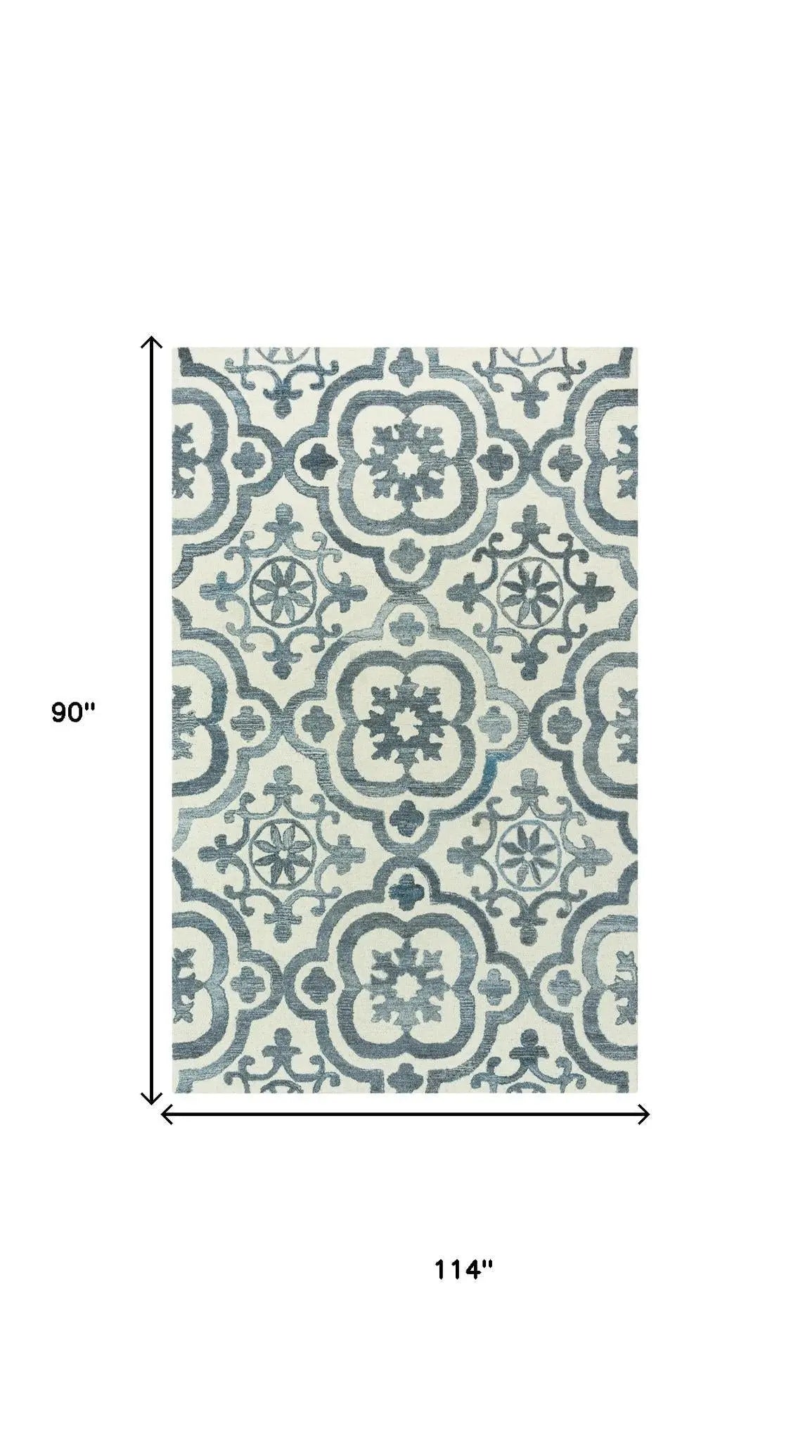 8' X 10' Blue And Dark Blue Wool Moroccan Hand Tufted Area Rug Homeroots Home Decor