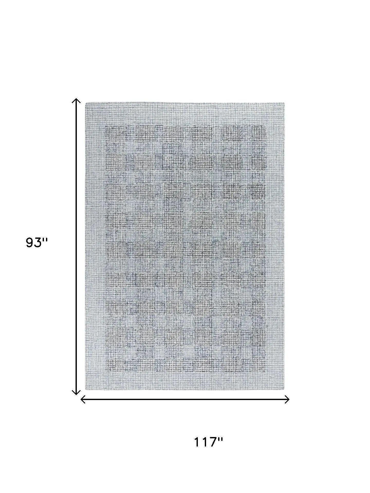 8' X 10' Blue And Dark Blue Wool Striped Hand Tufted Area Rug Homeroots Home Decor