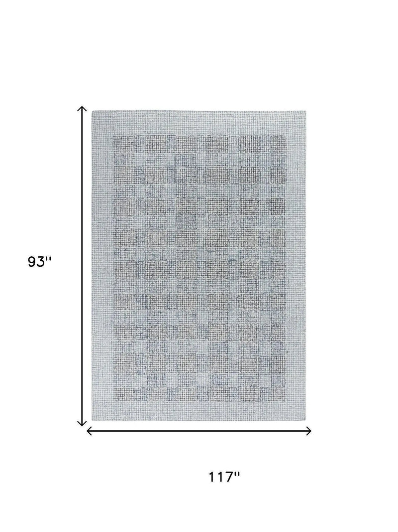 8' X 10' Blue And Dark Blue Wool Striped Hand Tufted Area Rug Homeroots Home Decor