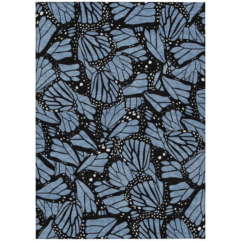 8' X 10' Blue And Denim Blue Animal Print Washable Indoor Outdoor Area Rug Homeroots Outdoor