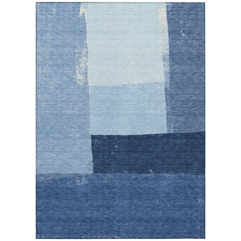 8' X 10' Blue And Denim Blue Geometric Washable Indoor Outdoor Area Rug Homeroots Outdoor
