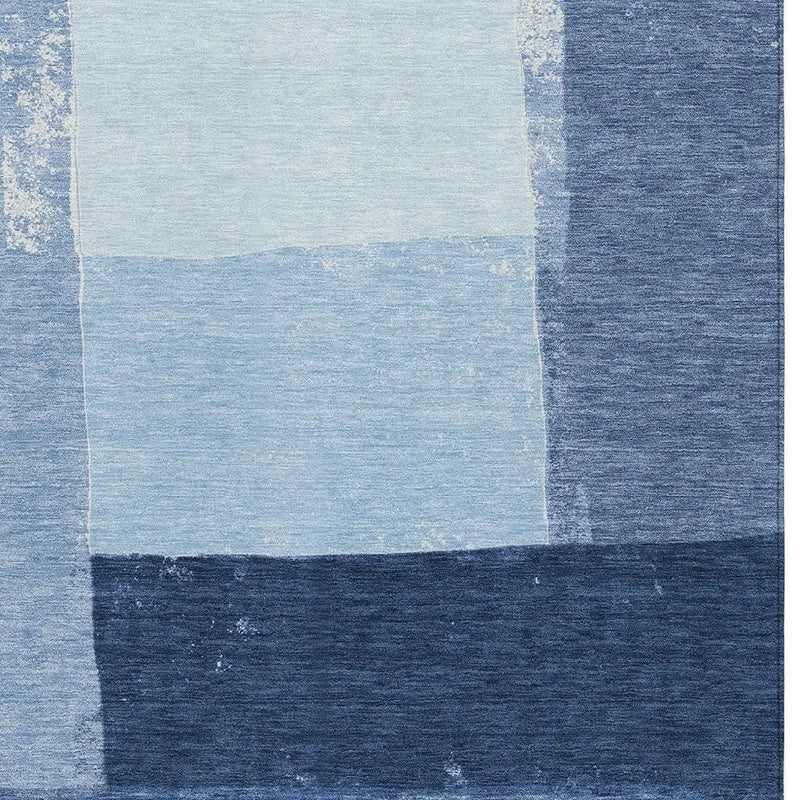 8' X 10' Blue And Denim Blue Geometric Washable Indoor Outdoor Area Rug Homeroots Outdoor