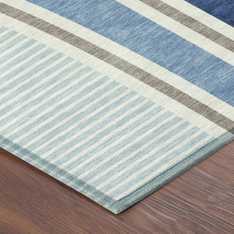 8' X 10' Blue And Denim Blue Geometric Washable Indoor Outdoor Area Rug Homeroots Outdoor