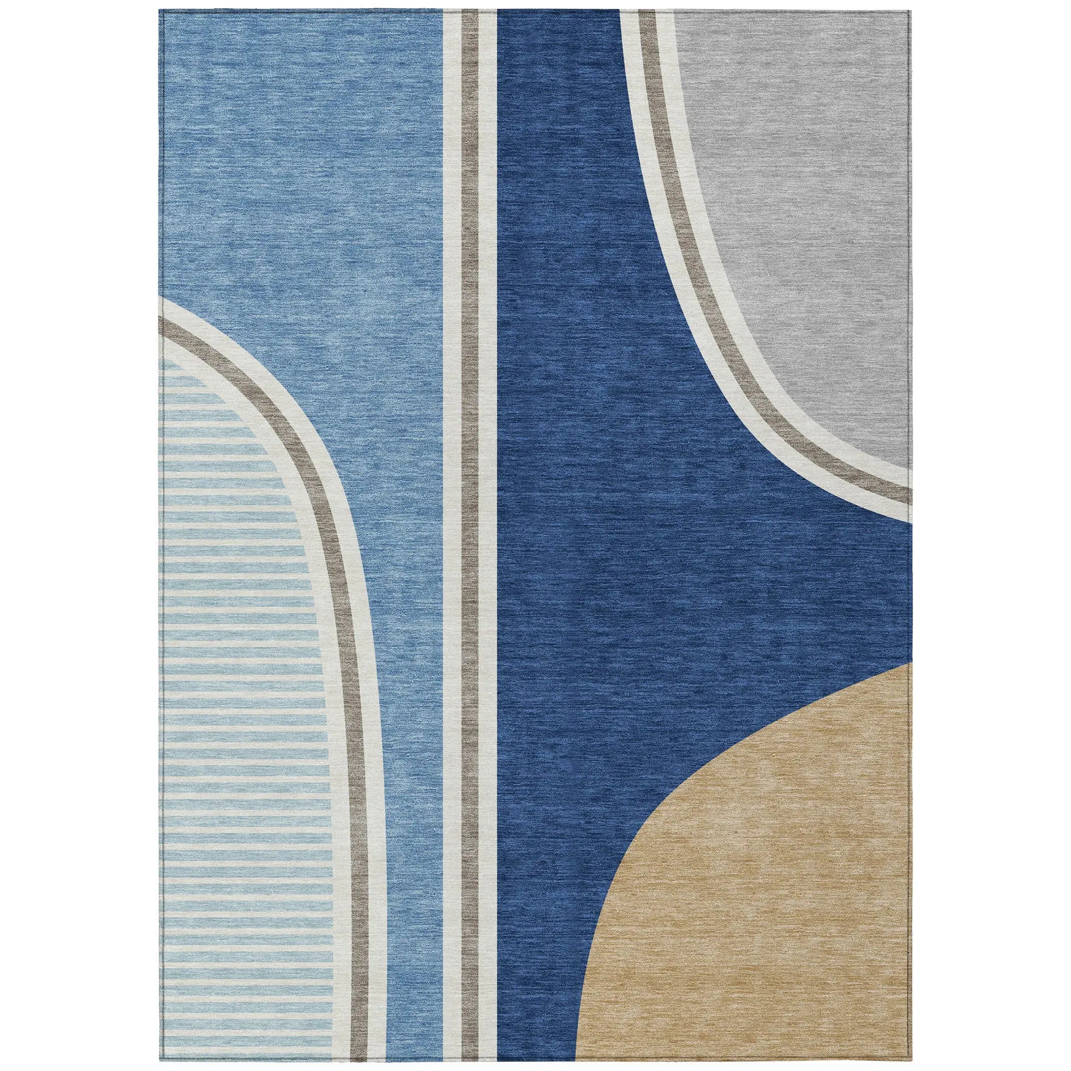8' X 10' Blue And Denim Blue Geometric Washable Indoor Outdoor Area Rug Homeroots Outdoor