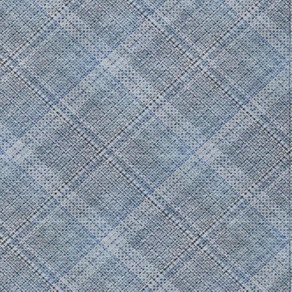 8' X 10' Blue And Denim Blue Plaid Washable Indoor Outdoor Area Rug Homeroots Outdoor