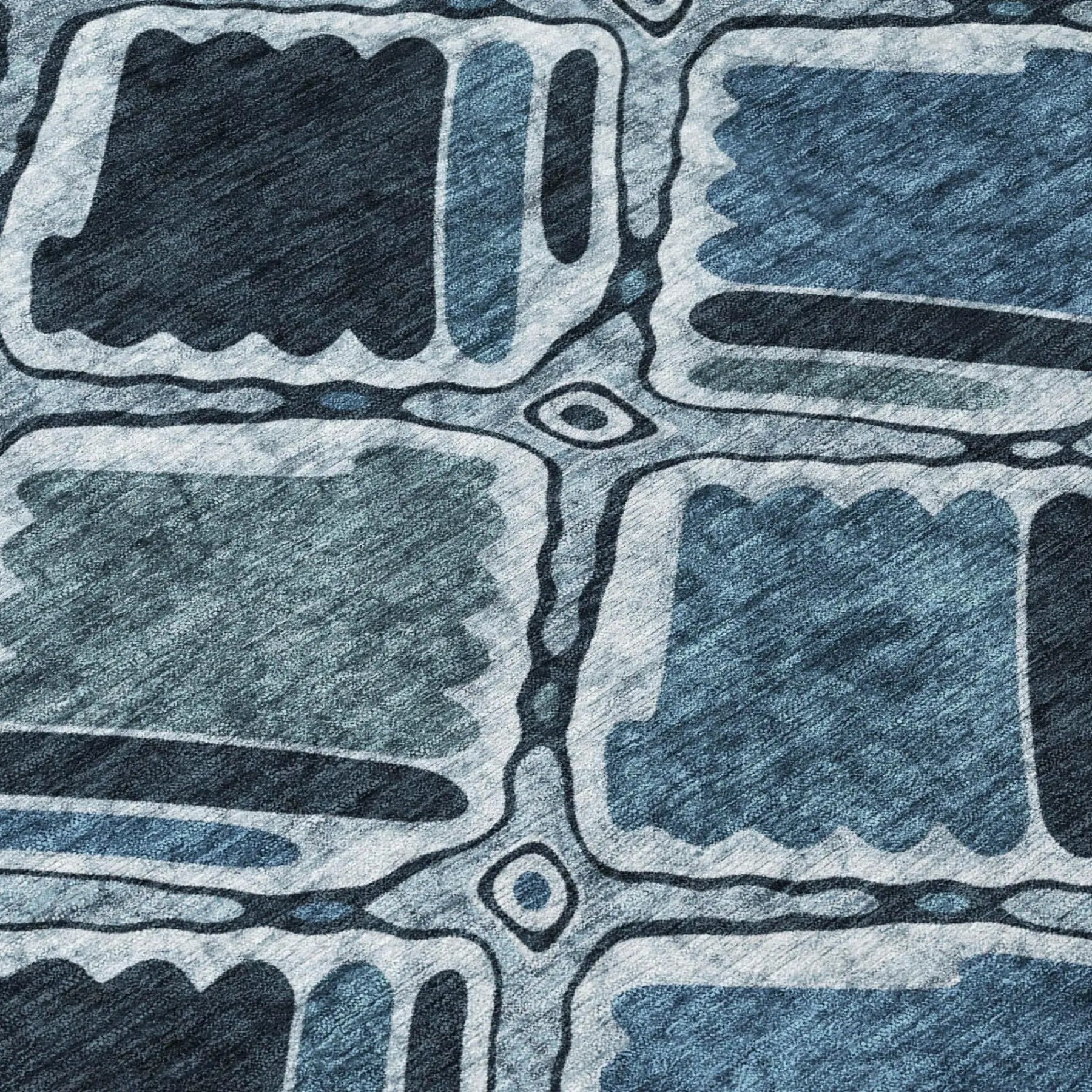 8' X 10' Blue And Graphite Geometric Washable Indoor Outdoor Area Rug Homeroots Outdoor