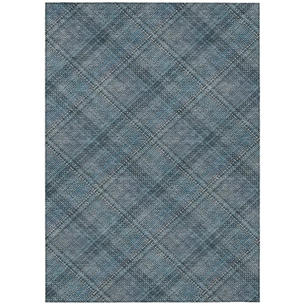 8' X 10' Blue And Graphite Plaid Washable Indoor Outdoor Area Rug Homeroots Outdoor