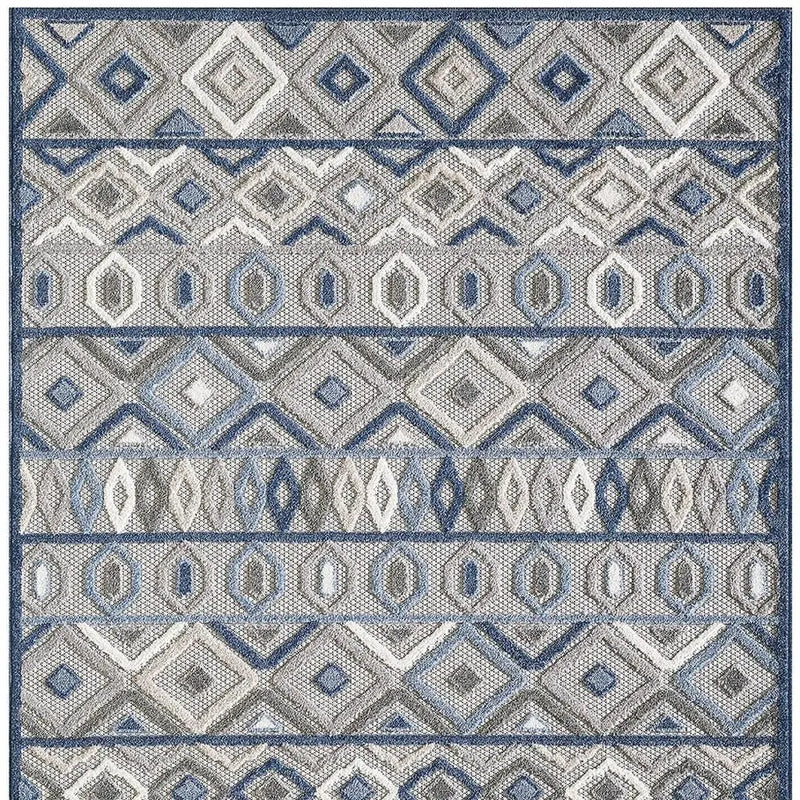 8' X 10' Blue And Gray Abstract Stain Resistant Indoor Outdoor Area Rug Homeroots Outdoor